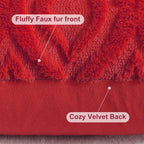 decorUhome Christmas Throw Pillow Covers 16x16 Inch Set of 2, Soft Plush Decorative Faux Fur Red Solid Couch Pillow Covers, Accent Farmhouse Neutral Square Euro Pillow Cases for Sofa Bed Living Room