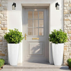 QCQHDU 21 inch Tall Planters for Outdoor & Indoor Plants, Set of 2 Large Outdoor Planters with Drainage Hole for Front Porch, Patio, Garden, White