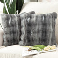 MADIZZ Pack of 2 Thick Plush Wool Throw Pillow Covers 16x16 Inch Dark Grey Soft Neutral Decorative Throw Pillows Accent Boho Cushion Covers for Couch Sofa Bedroom Pillow Shell