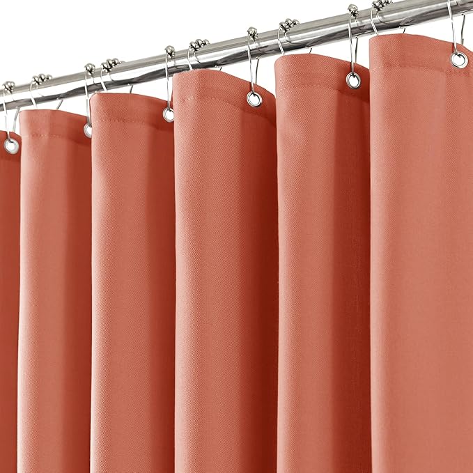 Terracotta Long Linen Shower Curtains 84 Inches Long for Patio Sliding Glass Door Cream Ivory 72 Inch Wide Bath Curtain with Hooks Rings Neutral Natural Semi Sheer 72x84 Curtain for Bathroom