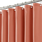 Terracotta Linen Shower Curtain for Bathroom Cream Boho Farmhouse Shower Curtains Natural Aesthetic Bath Decor Weighted Cloth Fabric Linen Textured Bath Curtain Liner with Hooks Set, Red, 78 Inch