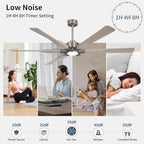 68 Inch Ceiling Fan with Lights and Remote Control, 6 Reversible ABS Blades, 6-Speed Noiseless DC Motor with 4.5" / 12" / 24" Downrods for Bedroom Dining Living Room, Antique Nickel and Gray