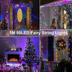 2 Pack Christmas String Lights Battery Operated, 32ft Green Wire 100 LED Fairy String Light with Remote Timer 8 Modes Dimmable for Indoor Outdoor Xmas Tree Wedding Party Decoration (Multicolor)