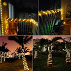 Solar Rope String Lights Outdoor 2 Pack 39 Feet 100 Led Waterproof Solar Powered Fairy Lights with 8 Lighting Modes, Copper Wire PVC Tube Lights for Garden Wedding Party DIY Decor (Warm White)