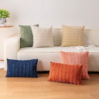 Pack of 2 Corduroy Decorative Throw Pillow Covers 12x20 InchSoft Boho Striped Pillow Covers Modern Farmhouse Home Decor for Sofa Living Room Couch Bed（Rust）