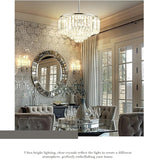 15'' Crystal Chandelier, 5-Tier Modern Chandelier with Polished Chrome Finish, Pendant Light for Dinning Room Kitchen Island Bedroom Entryway, CC4215-5W-PC