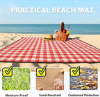 TigeJoy Extra Large Picnic Blanket Waterproof Foldable 60''x80'', Outdoor Picnic Mat Beach Blanket Sandproof for Park, Grass, Travel, Hiking, Camping Essentials, Gingham Picnic Blanket