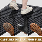 Yimobra Front Door Mat Outdoor Indoor Entrance, 100% Waterproof All-Season All Weather Doormat, Welcome Matt Outside Entry, Non Slip, Low Profile, Heavy Duty Patio Porch Floor Mats,47 x 32,Black Grey