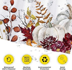 Funnytree 72"x72" Autumn Boho Pumpkins Watercolor Floral Leaves Rustic Fall Thanksgiving Harvest Farmhouse Shower Curtain for Bathroom Decor Machine Washable (Hooks Not Included)