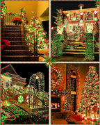 552FT 1400LED Christmas Lights, Extra Long Outdoor String Lights Waterproof, Timer & Memory, 8 Modes Dimmable Plug in Fairy for Outside Tree Wedding Patry Red and Green