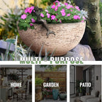 Sungmor Large Garden Bowl Planter Water Plant Pot, Miniature Landscaping Succulent Planter, 15.6 Inch Marble Texture Water Lily Pots, Small Fountain Base Mini Fish Pond Bird Bath