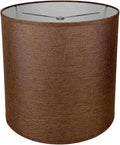 8" Wx 9" H Drum Lampshades, No Assembly Required, Fabric Lampshade for Table Lamp, Bedside Lamp, Floor Lamp, Metal Spider Fitter, Coffee-colored