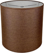 8" Wx 9" H Drum Lampshades, No Assembly Required, Fabric Lampshade for Table Lamp, Bedside Lamp, Floor Lamp, Metal Spider Fitter, Coffee-colored