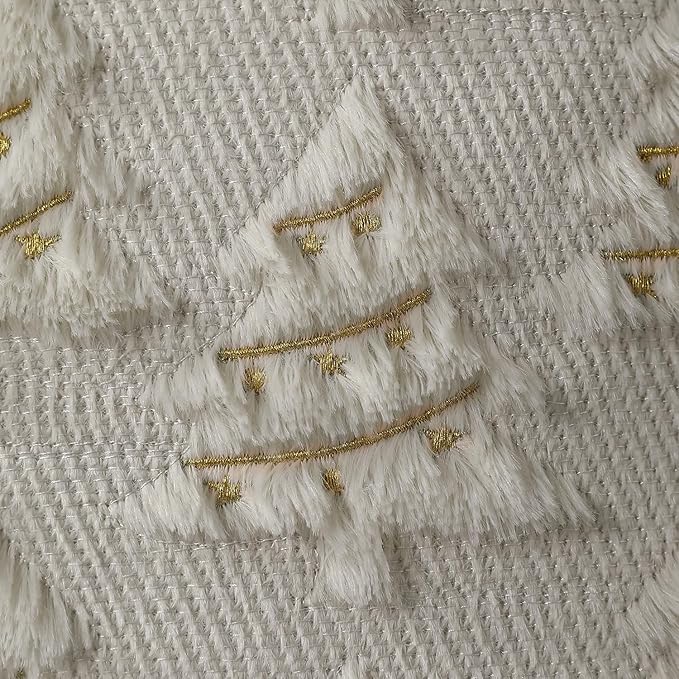 Christmas Pillow Covers 12x20 inch Set of 2 Soft Plush Christmas Decor Cream White Xmax Tree Yellow Colored Lights Decoration Throw Pillow Case for Winter Holiday Sofa Living Room PT003D12