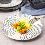 bzyoo 12 Piece Melamine Dinnerware Set - Durable, Dishwasher Safe Black Plates and Bowls - Dining, Parties, Camping Dish Set Black Planet Collection