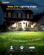 Ensenior Motion Sensor Outdoor Lights, 220 LED IP65 Waterproof Solar Security Light with Remote Control, 3 Heads Solar Flood Light Outdoor with 4 Modes, 270° Wide Angle Motion Light for Outside -2Pack