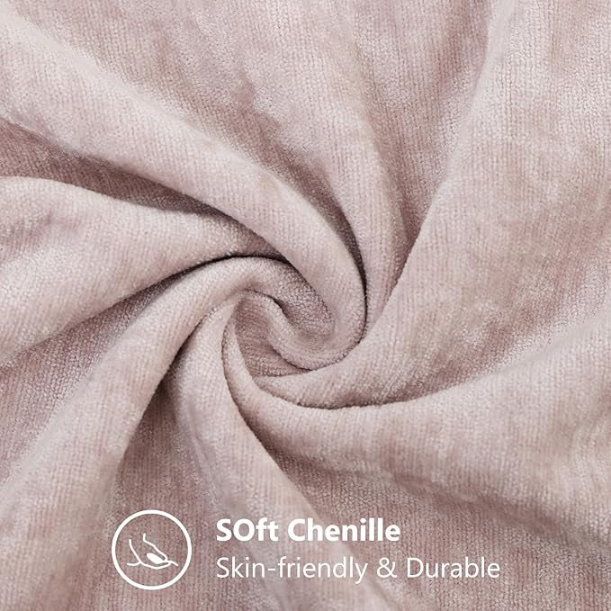 decorUhome Chenille Blush Pink Throw Pillow Covers 24x24 Inch Set of 2, Decorative Soft Couch Pillow Covers Solid Dyed Accent Velvet Farmhouse Neutral Square Pillow Cases for Sofa Bed Living Room