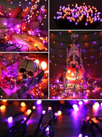 Flacchi 2 Pack Solar Halloween Lights Total 144ft 400 LED 8 Modes Outdoor String Lights Waterproof Solar Fairy Lights for Garden, Patio, Fence, Balcony, Outdoors,Holiday Decoration (Orange & Purple)
