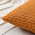 MIULEE Burnt Orange Throw Pillow Covers Soft Corduroy Decorative Set of 2 Boho Striped Pillow Covers Pillowcases Farmhouse Home Decor for Thanksgiving Couch Bed Sofa Living Room 20x20 Inch