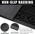 Yimobra Welcome Front Door Mat, Heavy Duty Easy Clean Doormat Indoor Outdoor, Waterproof Quick Dry Floor Mat for Home, Garage, Hign Traffic Areas, Non Slip, Low Profile, 29.5X17 Inches, Black