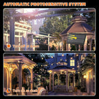 Kawaya Solar Powered String Lights for Outside: 100 FT LED Outdoor Patio Lights with USB-Charging - IP65 Waterproof Hanging Light - 50+2 Shatterproof Edison Bulbs for Bistro Cafe Camp Yard Balcony