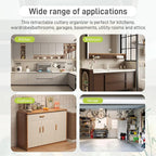 100% Bamboo Expandable Drawer Organizer - Adjustable Utensil and Cutlery Tray for Kitchen, Office, and Bathroom Storage.
