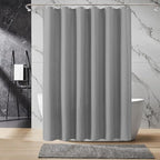 Inhousolu Fabric Shower Curtain Waffle Weave, 230 GSM Heavy Duty, Weighted Hem, 14 Metal Hooks, Water Repellent, Machine Washable, Hotel Spa Luxury Bath Curtain Set, 72 x 96 Inch, Grey