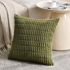 Fancy Homi 1 Pack Boho Moss Green Decorative Throw Pillow Covers 16x16 Inch for Couch Bed Sofa, Rustic Modern Farmhouse Home Decor, Soft Plush Corduroy Cute Square Cushion Case 40x40 cm