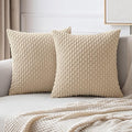 MIULEE Pack of 2 Decorative Throw Pillow Covers 20x20 Inch Soft Boho Striped Textured Corduroy Pillow Covers Modern Farmhouse Home Decor for Couch Bed Sofa Living Room Beige