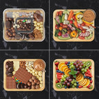 SpaceAid Charcuterie Board with Clear Lid, Portable Travel Cheese Cutting Boards for Picnic Accessories, Bamboo Serving Tray with Lids, House Warming Gifts, Black Handles, 1 Compartments