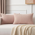 Kevin Textile Pack of 2 Corduroy Decorative Throw Pillow Covers 12x20 Inch Valentine' s Day Soft Boho Striped Pillow Covers Modern Home Decor Gifts for Spring Sofa Living Room Couch Bed Light Pink