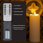2pack 4"*10" Waterproof Outdoor Flameless Candles with Remote & Timer, Plastic Battery Operated LED Flickering Pillar Candles for Camping, Weddings, Ivory