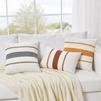 Fancy Homi Set of 1 Neutral Grey Farmhouse Big Decorative Throw Pillow Covers 24x24 Inch for Couch Bed Chair, Vintage Country Rustic Retro Room Decor, Soft Thick Cotton Handmade Woven Cushion Case