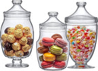 Amazing Abby - Keep - Acrylic Apothecary Jars (3-Piece Set), Plastic Jars with Lids, Bathroom Canisters, Vanity Organizers, Candy Buffet, Wedding Display, BPA-Free and Shatter-Proof (NOT Glass)