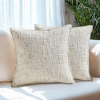 HAUSSY Cream White Throw Pillow Covers 12x20 Set of 2 Chenille Tweed Textured Decorative Couch Lumbar Pillow Covers Neutral Modern Pillow Cases for Sofa Bed Living Room Decor