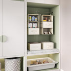 Vailando 3-Shelf Hanging Closet Organizer, Set of 2 Hanging Shelves with 2 Drawers for Wardrobe, Nursery, Baby Clothes Storage and Organization, Beige