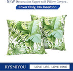 Decorative Throw Pillow Covers Set of 2 Green Leaves of Tropical Pillow Covers 18x18 inch Super Soft Short Plush Square Throw Pillows,Farmhouse Outdoor Pillow Covers for Couch Living Room