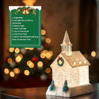 Christmas Lighted Church Water Lantern Snow Globe with Evergreens and Wreath， USB Lined/Battery Operated Lighted Lantern for Christmas Festival Decoration Gifts