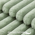 Pallene Faux Fur Plush Throw Pillow Covers 20x20 Set of 2, Luxury Soft Fluffy Striped Decorative Pillow Covers for Sofa, Couch, Living Room, Sage Green