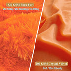 XeGe Faux Fur Fluffy Pillow Cases, Soft Plush Shaggy Furry Orange Pillowcases, Velvet Fuzzy Decorative Throw Pillow Covers for Bed Couch, Zipper Closure, Set of 2(Standard Size, Orange)