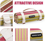 G GOOD GAIN Waterproof Picnic Blanket Portable with Carry Strap for Beach Mat or Family Outdoor Camping Party（Pickle）