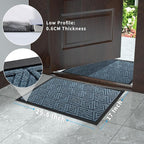 Yimobra Outdoor Mats for Front Door, Stops Mud & Dirt at Entrance, Fits Garage & Patio, All-Weather Waterproof Non Slip Outdoor Indoor Welcome Mat, 29.5x17 Mix Blue