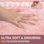Pink Bathroom Rugs 24x47, Non Slip Washable Bath Mats,Super Soft Microfiber Bathroom Runner, Plush Fluffy Absorbent Bath Rugs for Sink Tub Basin Shower Floor