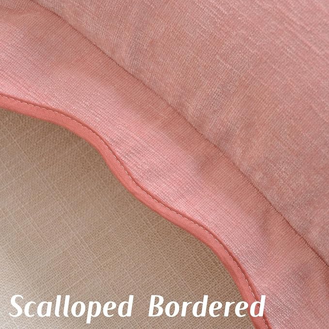 HAUSSY Scalloped Pillow Covers 24x24 Set of 2,Decorative Throw Pillows Cute Aesthetic Preppy Cushion Covers for Couch Bed Living Room,Pink