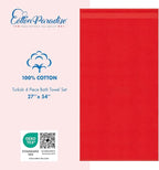 Cotton Paradise 4 Piece Turkish Bath Towels for Bathroom, 100% Cotton Extra Large Soft Plush Towels Bathroom Set, Red