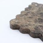 Square Marble Decorative Tray with Scalloped Edge, Luxury Natural Stone Bathroom Vanity Tray, Dresser Top Perfume Coffee Home Kitchen Sink Tray, Key Trinket Ring