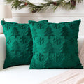 OTOSTAR Set of 2 Xmas Soft Plush Short Wool Velvet Decorative Throw Pillow Covers Square Luxury Style Cushion Case Pillow Shell for Sofa Bedroom Tree and Snowflake Green, 28x28 Inch