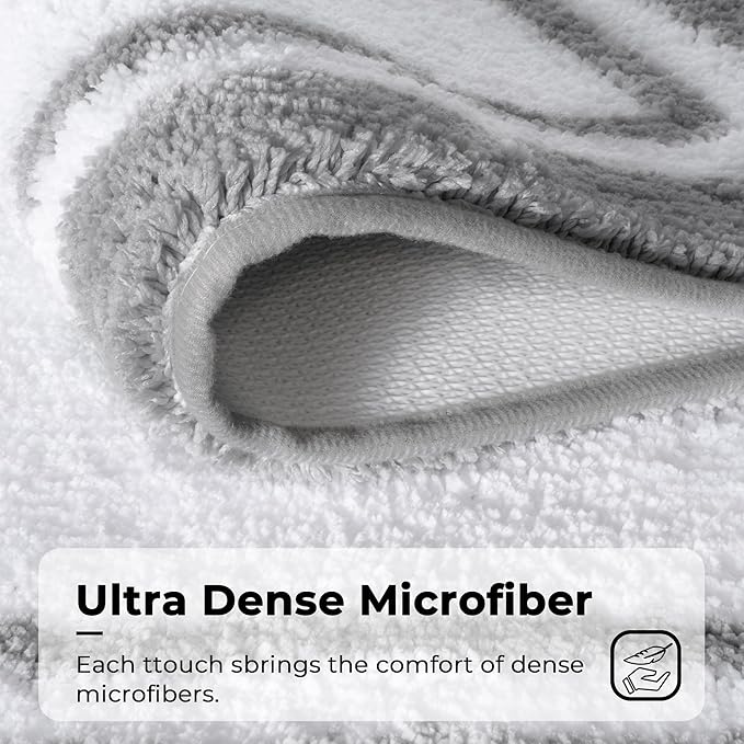 GRANNY SAYS Microfiber Bathroom Rugs Non Slip Washable, Water Absorbent Bathroom Mats for Tub Non Slip, Soft Bath Mats for Bath Floor & Shower, Long Bath Rug, 20" x 32", Grey Rug