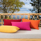 Kevin Textile Set of 2 Outdoor Waterproof Pillow Covers - Valentines Day Decorative Throw Pillows - Rectangle Checkered Couch Pillows for Patio Tent Bed Sofa Living Room - 12x20 Inch - Hot Pink