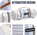 G GOOD GAIN Waterproof Picnic Blanket Portable with Carry Strap for Beach Mat or Family Outdoor Camping Party（Oyster）